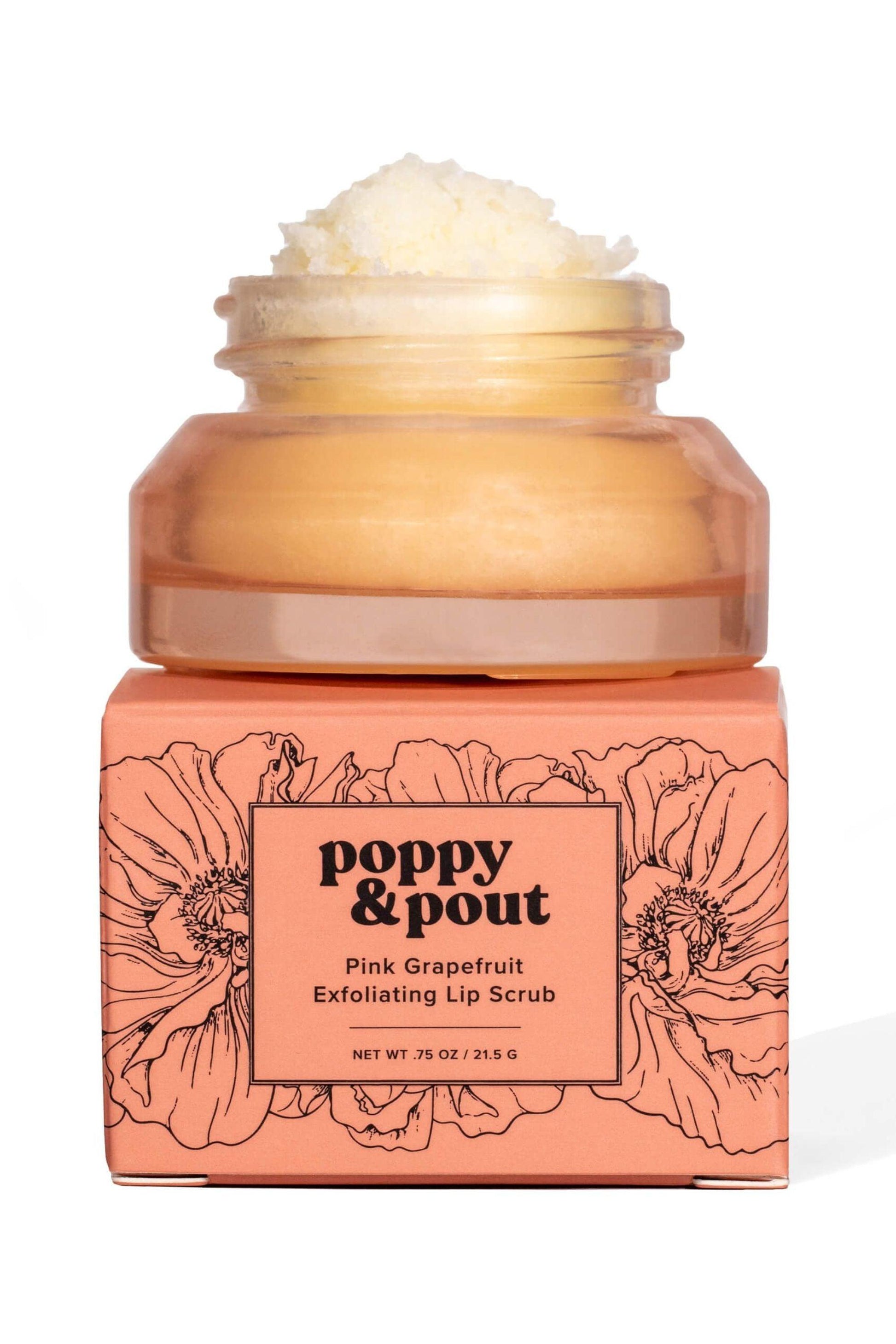 pink grapefruit poppy and pout lip scrub