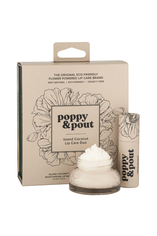 Poppy & Pout Scrub & Lip Balm Set | Island Coconut