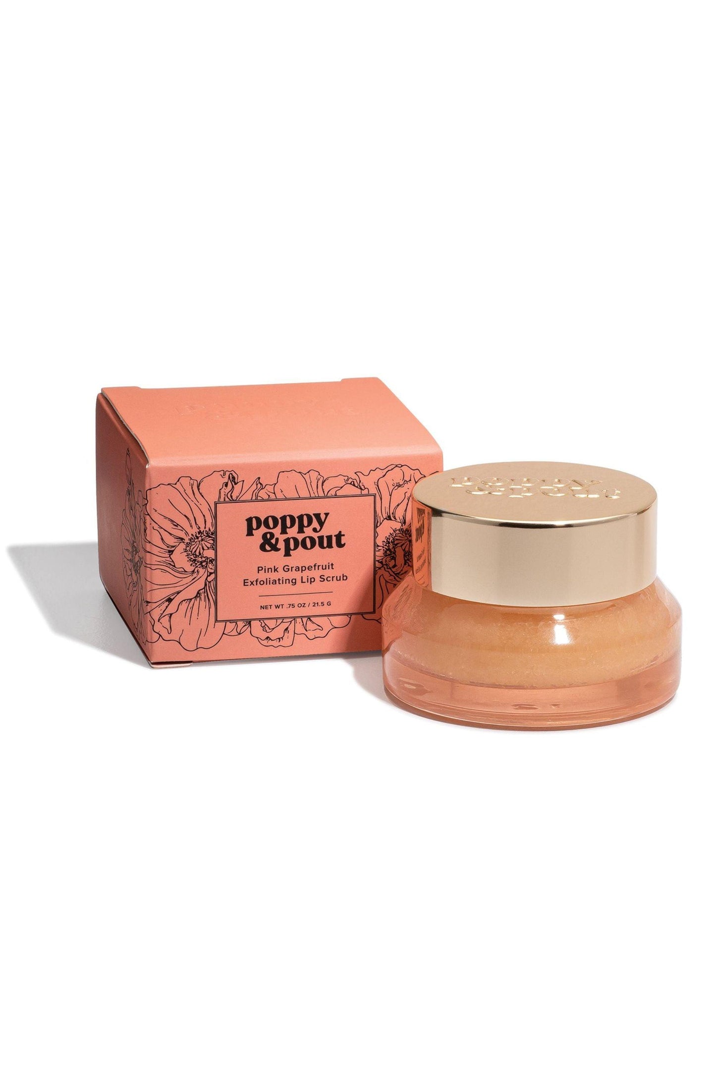 pink grapefruit poppy and pout lip scrub