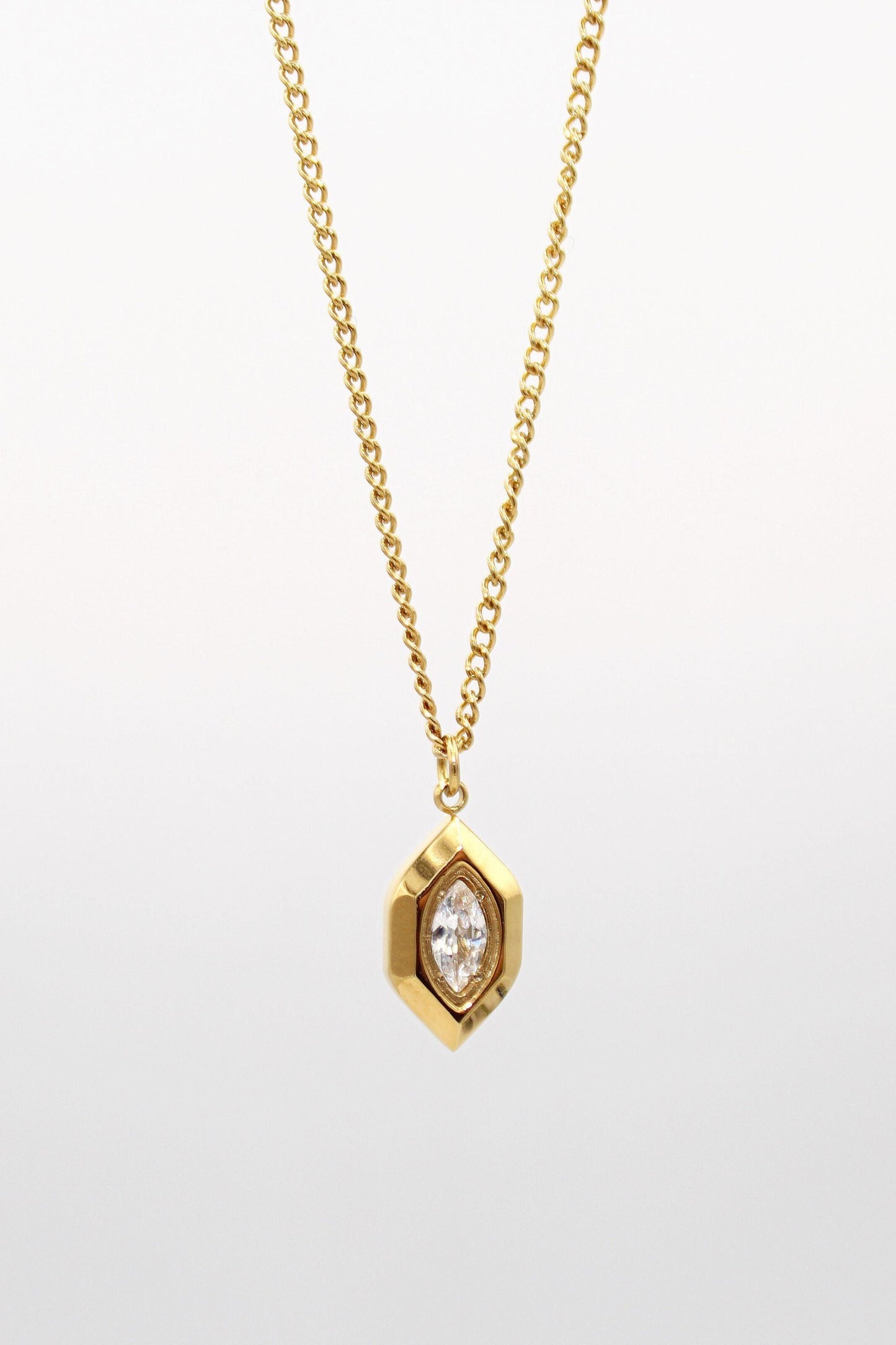 gold cubic zirconia necklace