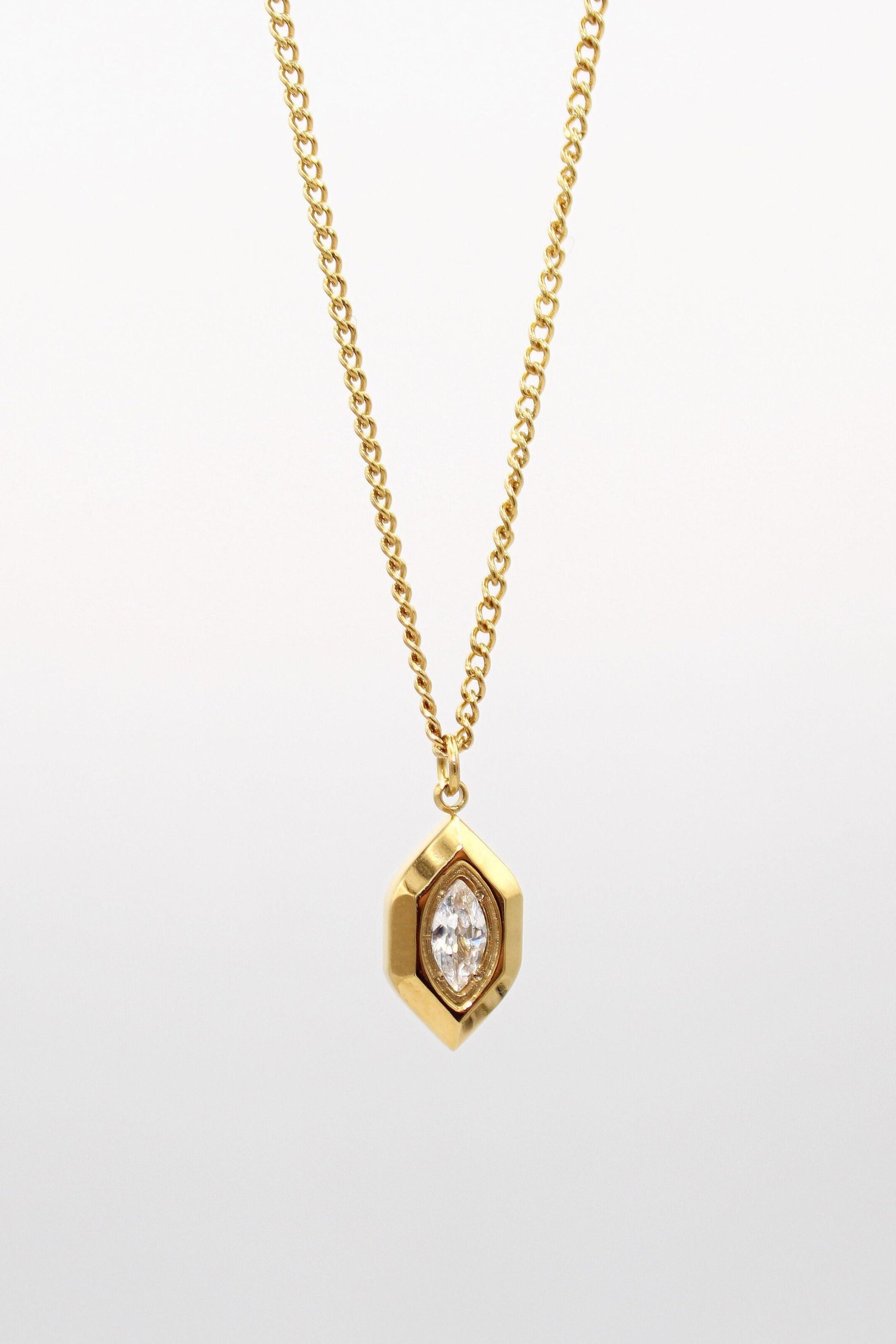 gold cubic zirconia necklace