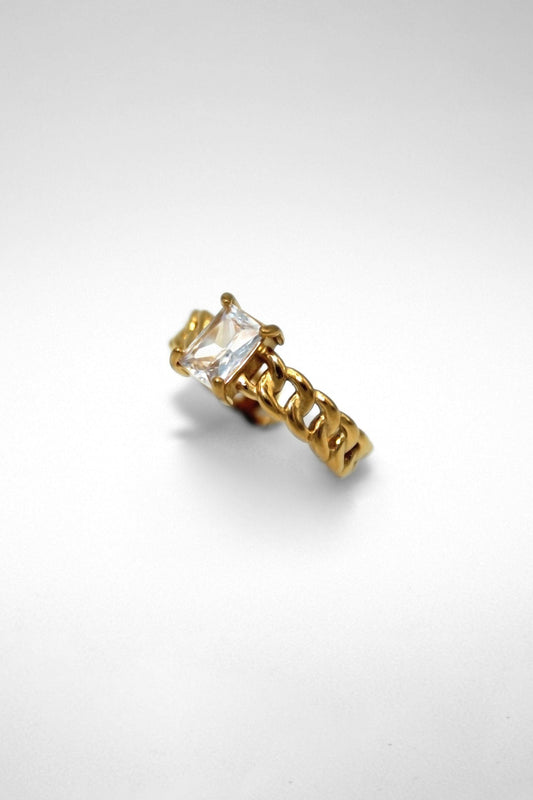 gold adjustable ring with chain band